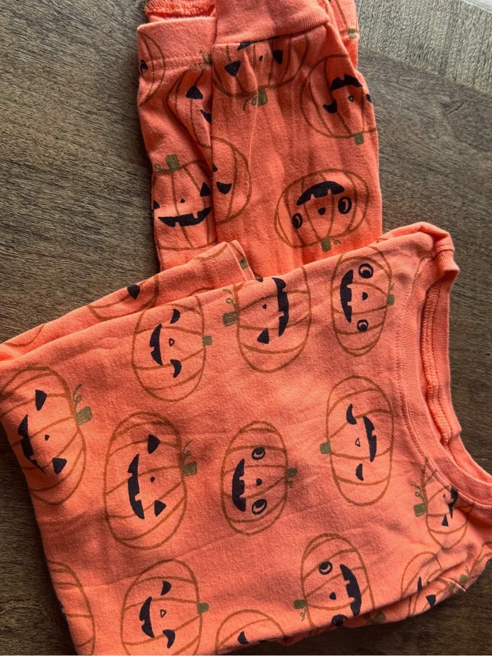 Carter's Orange Pumpkin Face Kids Pajama Set